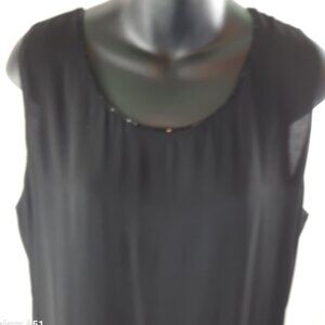 Large Elegant classic Evening Black Sheer Beaded  Sleeveless Dinner Dress